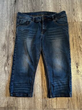 Dark Blue cropped trousers women Stretch Denim Jeans